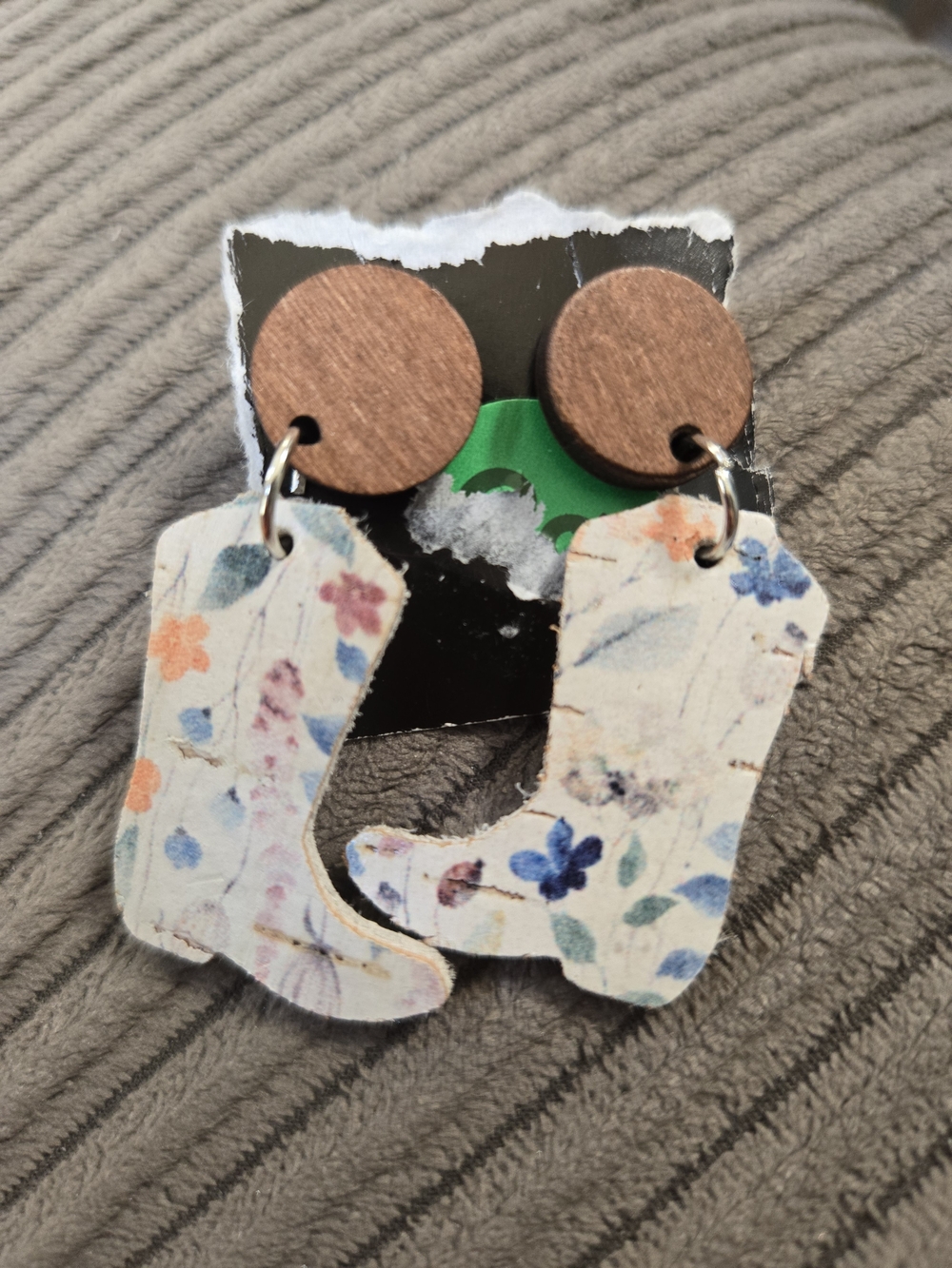 Floral Cowboy Boot Dangle Earrings - White Floral